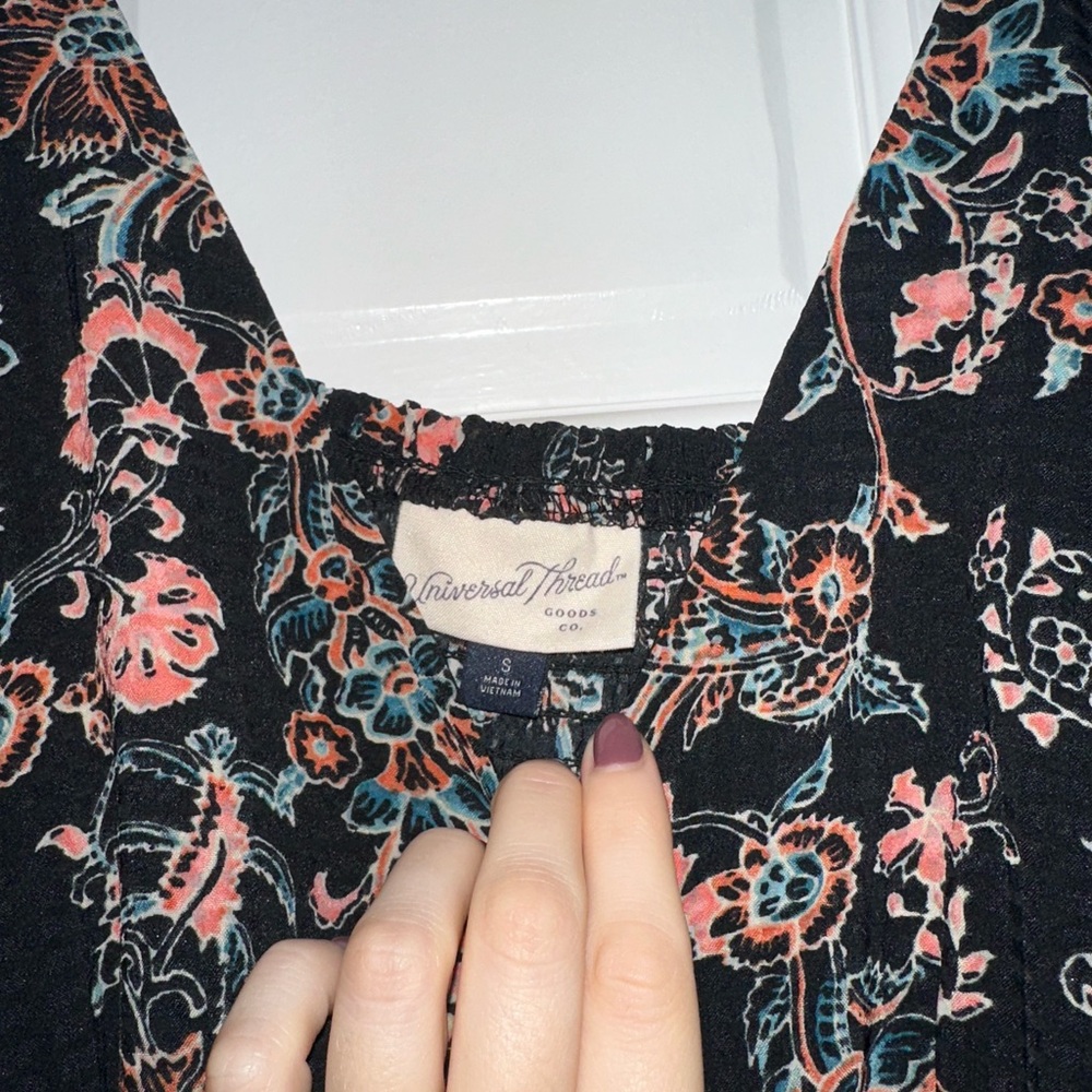 Universal Thread Black and Pink Floral Maxi Dress - Picture 2 of 3